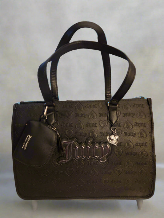 Juicy Couture Embossed Satchel Tote w/ Matching Wallet & Coin Bag