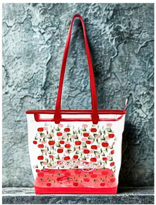 Ed Hardy Red Cherries Clear Tote Bag