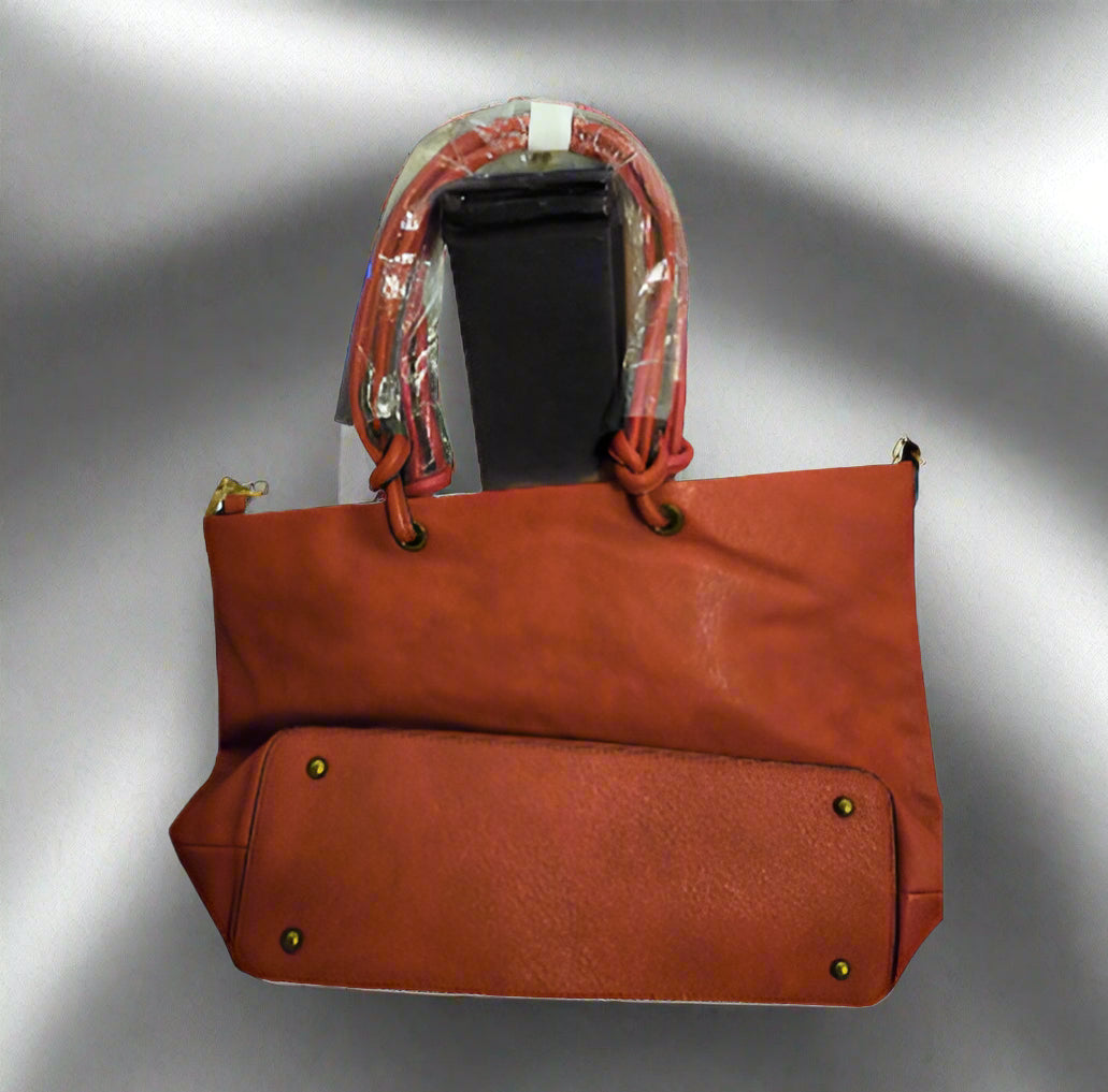 Red Tote Bag w/ Gold Feet and Matching Red Wallet